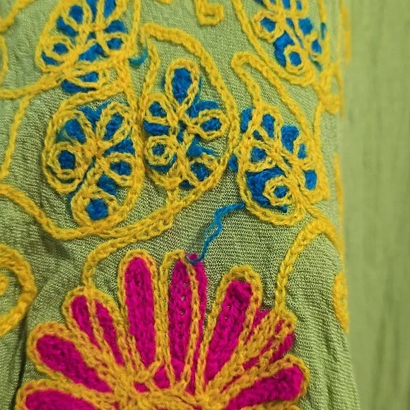 Piel Green Sleeveless Dress with Floral Embroidery - Picture 9 of 13